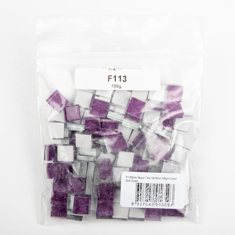 White Smoke Glass Mosaic Tiles 10x10mm 100gm Crystal Dark Purple Mosaic Supplies