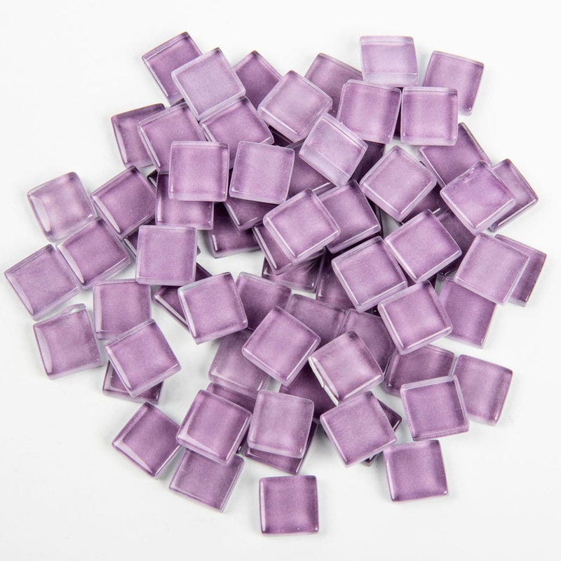 Light Gray Glass Mosaic Tiles 10x10mm 100gm Crystal Light Purple Mosaic Supplies