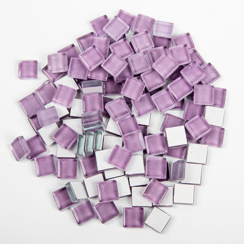 Light Gray Glass Mosaic Tiles 10x10mm 100gm Crystal Light Purple Mosaic Supplies