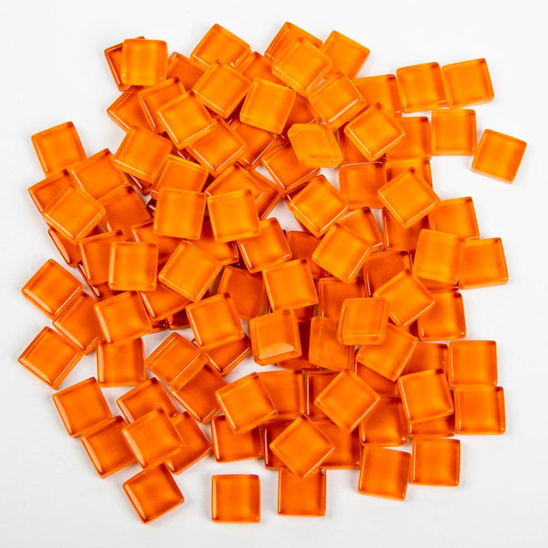 Dark Orange Glass Mosaic Tiles 10x10mm 100gm Crystal Light Coral Mosaic Supplies