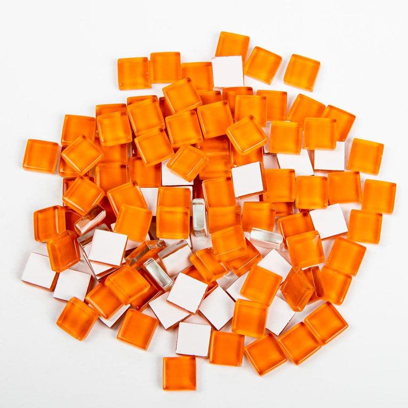 Orange Red Glass Mosaic Tiles 10x10mm 100gm Crystal Light Coral Mosaic Supplies