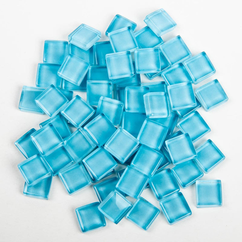 Lavender Glass Mosaic Tiles 10x10mm 100gm Crystal Sky Blue