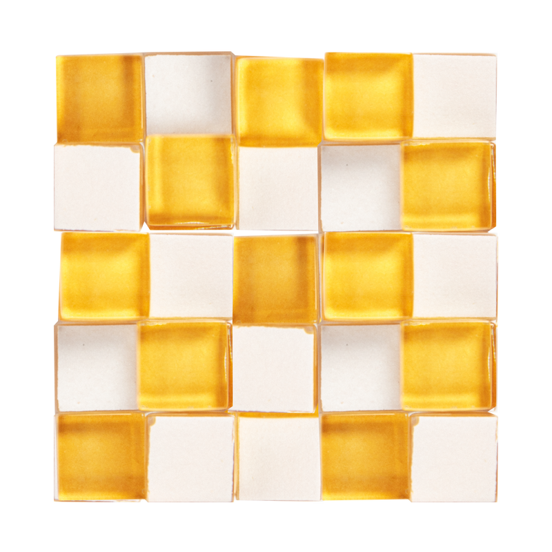 Glass Mosaic Tiles 10x10mm 100gm Crystal Light Amber