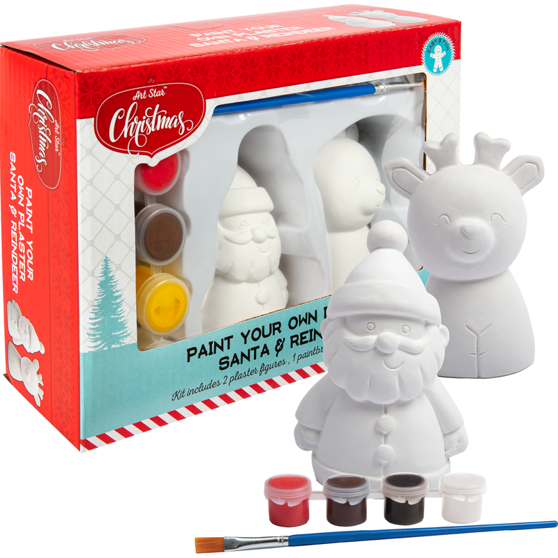 Light Gray Art Star Paint Your Own Plaster Santa and Reindeer Figures Makes 2 Christmas