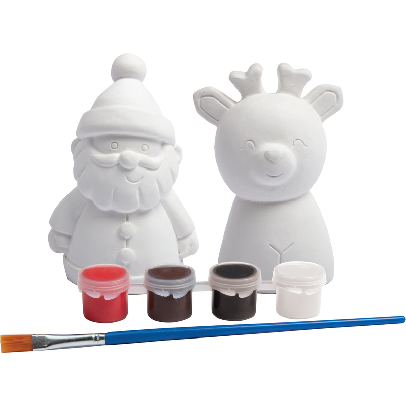 Light Gray Art Star Paint Your Own Plaster Santa and Reindeer Figures Makes 2 Christmas