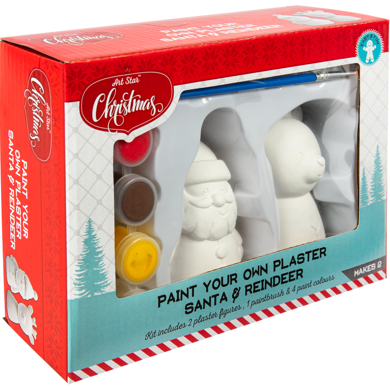 Gray Art Star Paint Your Own Plaster Santa and Reindeer Figures Makes 2 Christmas