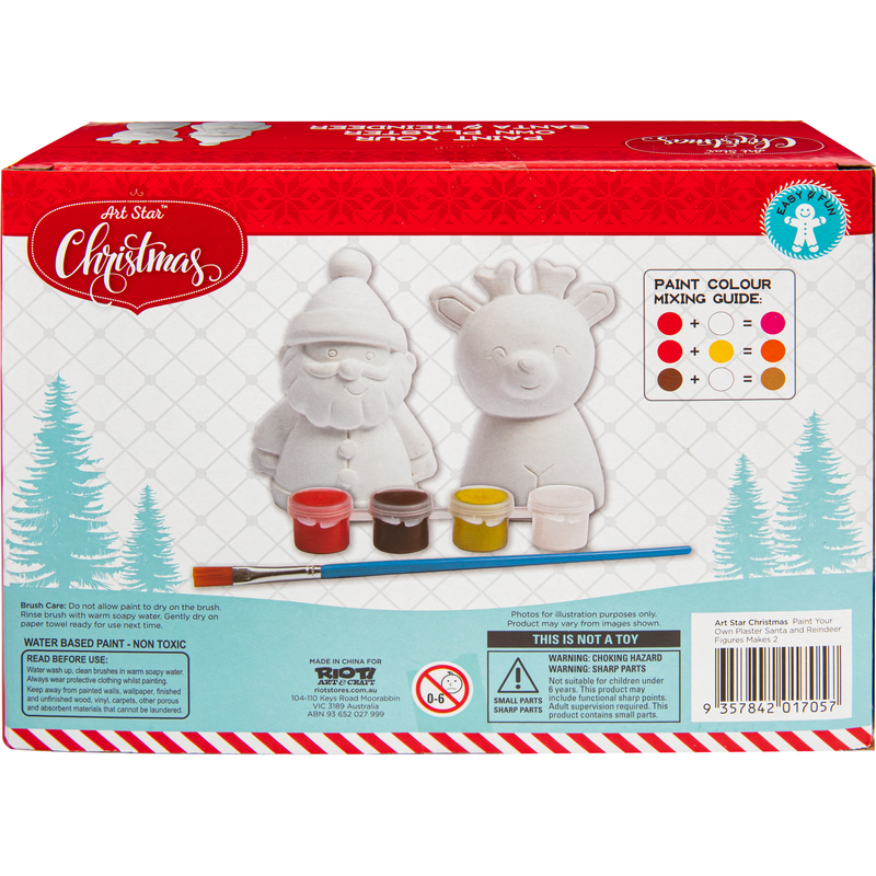 Light Gray Art Star Paint Your Own Plaster Santa and Reindeer Figures Makes 2 Christmas