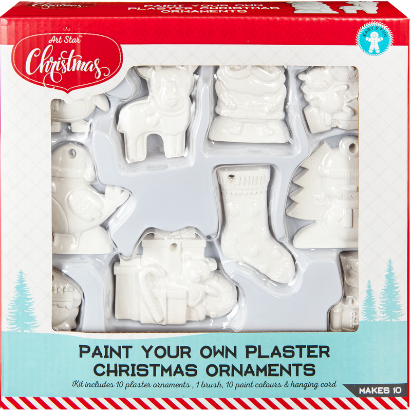 Light Gray Art Star Paint Your Own Plaster Christmas Ornaments Kit Makes 10 Christmas