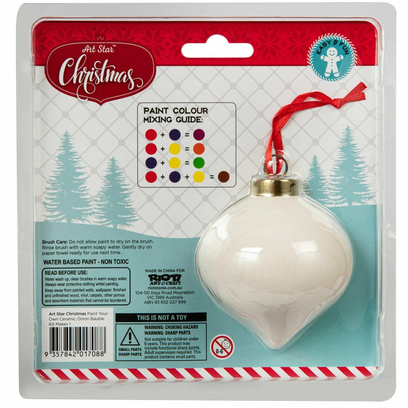 Light Gray Art Star Christmas Paint Your Own Ceramic Onion Bauble Kit Makes 1 Christmas