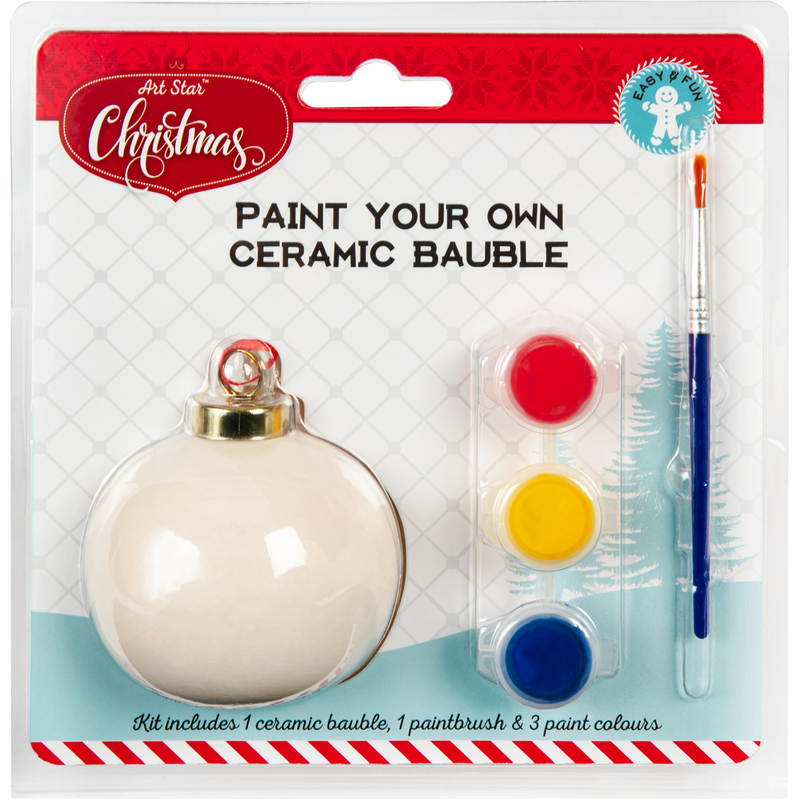 Light Gray Art Star Christmas Paint Your Own Ceramic Round Bauble Kit Makes 1 Christmas