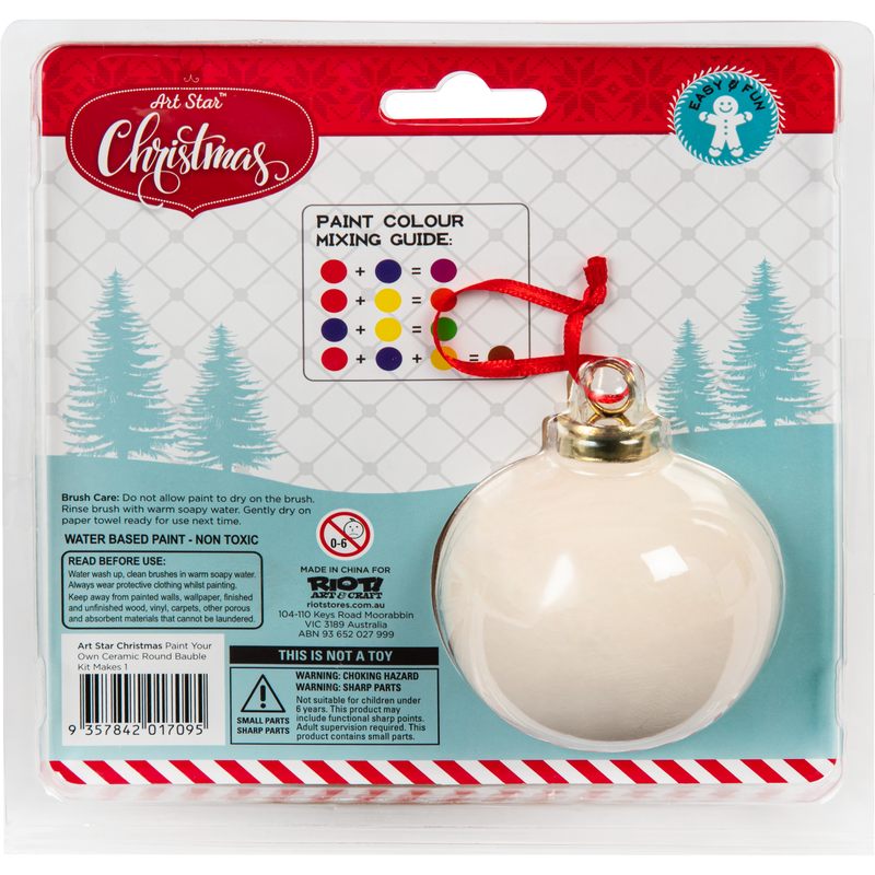 Light Gray Art Star Christmas Paint Your Own Ceramic Round Bauble Kit Makes 1 Christmas