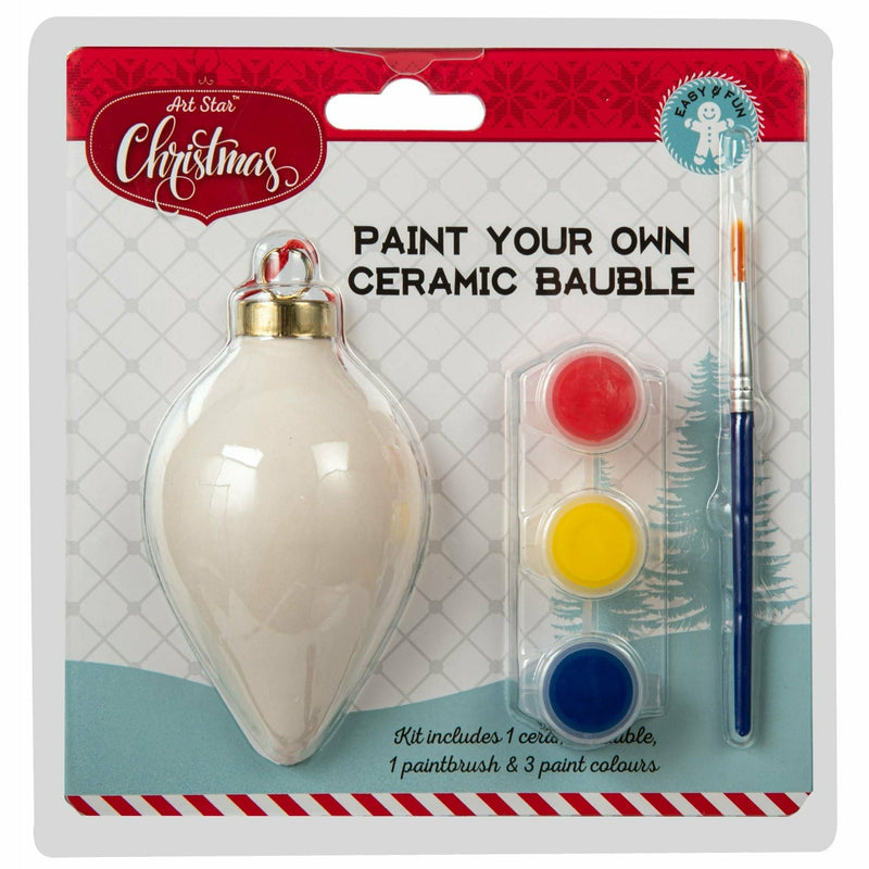 Light Gray Art Star Christmas Paint Your Own Ceramic Round Drop Bauble Kit Makes 1 Christmas