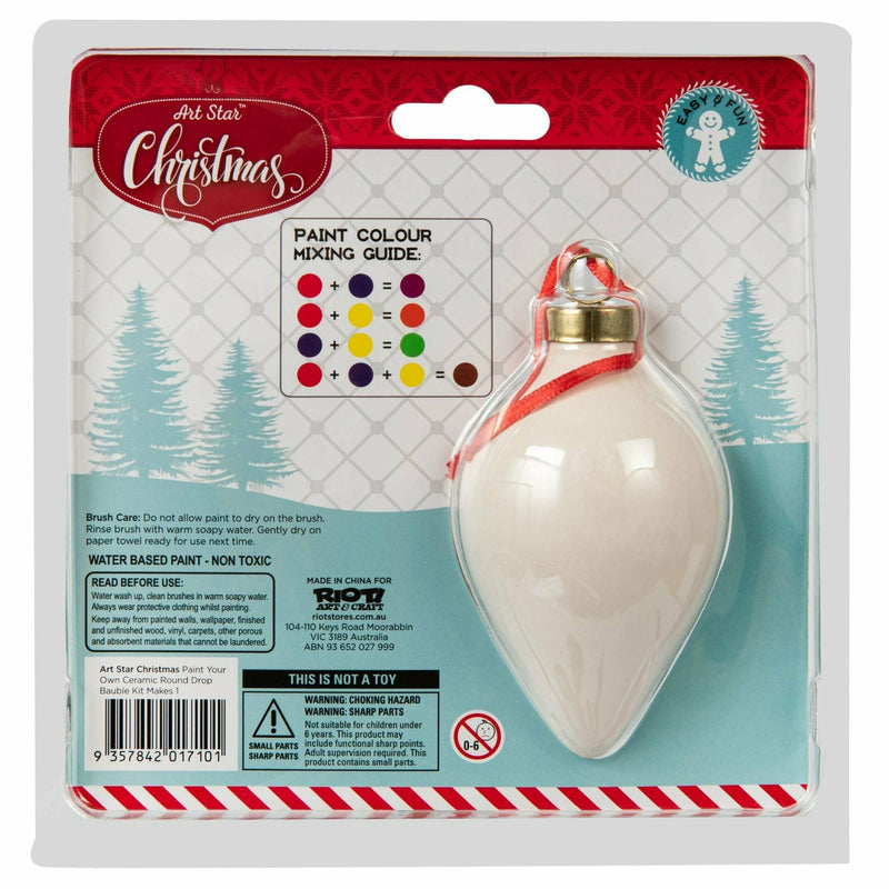 Light Gray Art Star Christmas Paint Your Own Ceramic Round Drop Bauble Kit Makes 1 Christmas