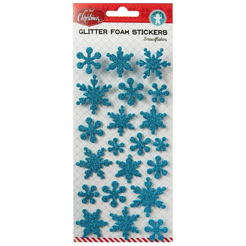 Dark Cyan Art Star Christmas EVA Foam Stickers with Glitter 240 x 105mm Snowflakes Christmas