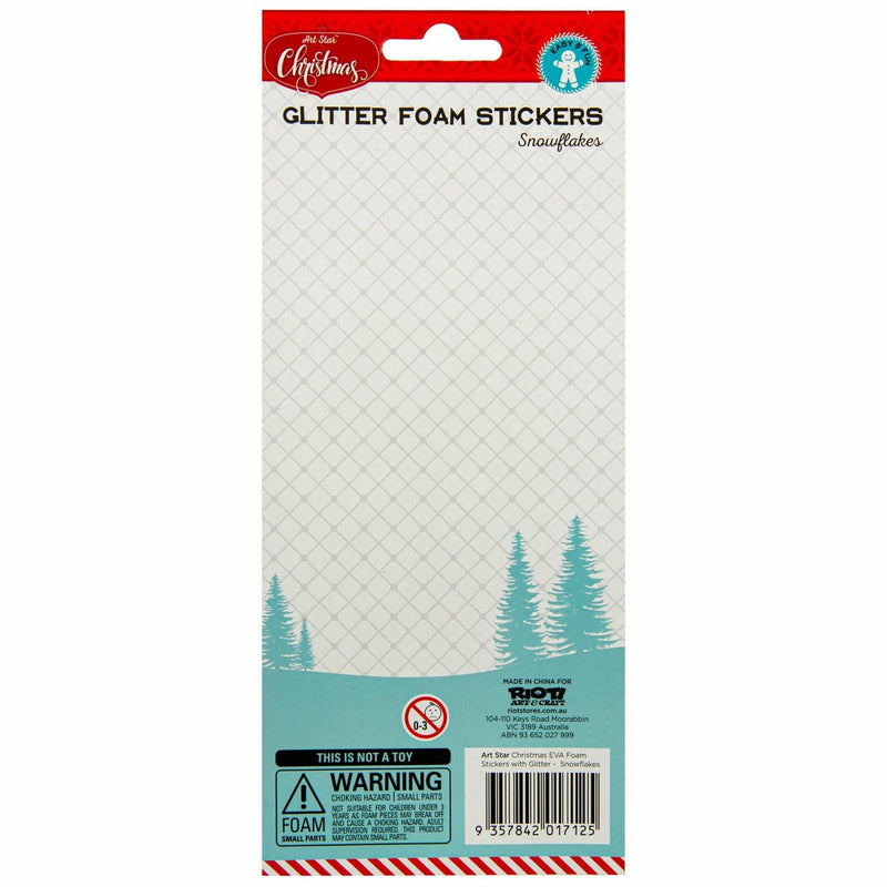 Light Gray Art Star Christmas EVA Foam Stickers with Glitter 240 x 105mm Snowflakes Christmas