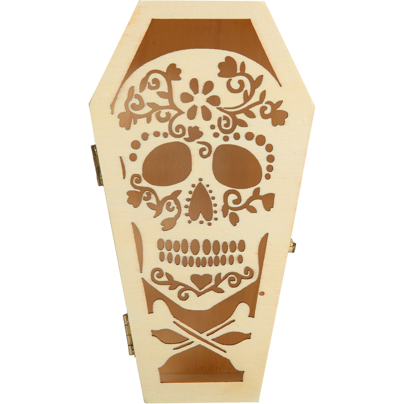 Wheat Art Star Halloween Plywood Sugar Skull Coffin 9.4 x 4.4 x 17.3cm Halloween