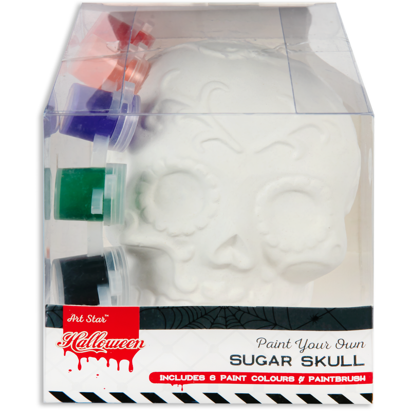 Light Gray Art Star Halloween Paint Your Own Plaster Sugar Skull 9.5 x 7.5cm Halloween