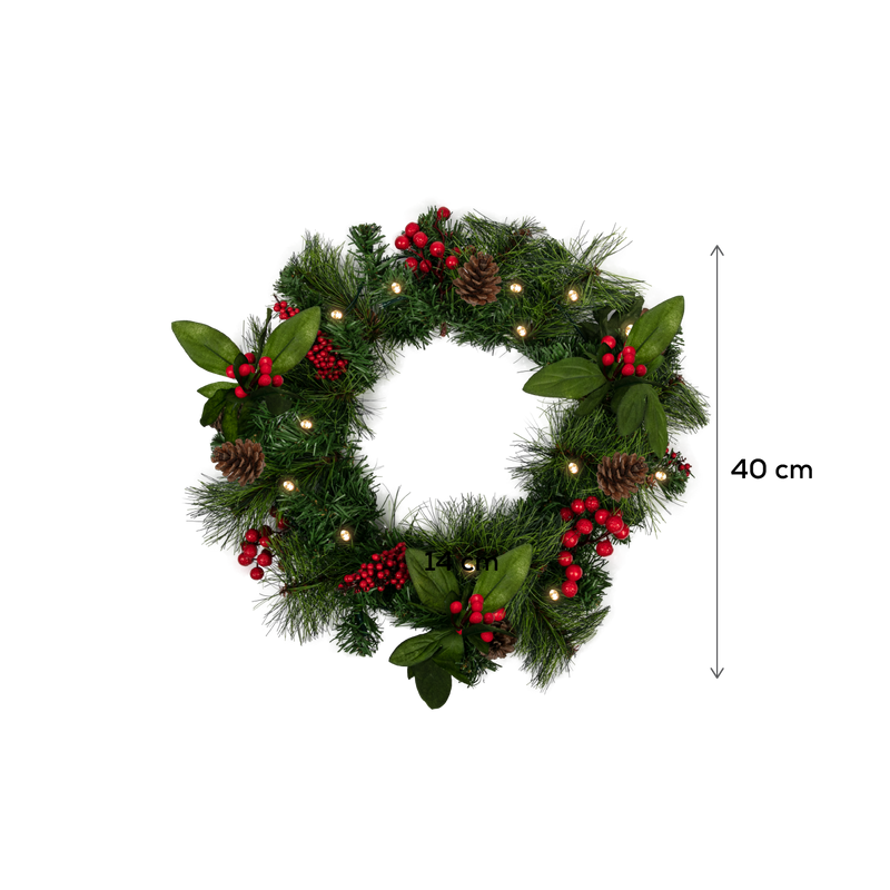 Dark Slate Gray Make a Merry Christmas Decorated PVC Wreath with 15 Battery Operated LED Lights-40cm Christmas