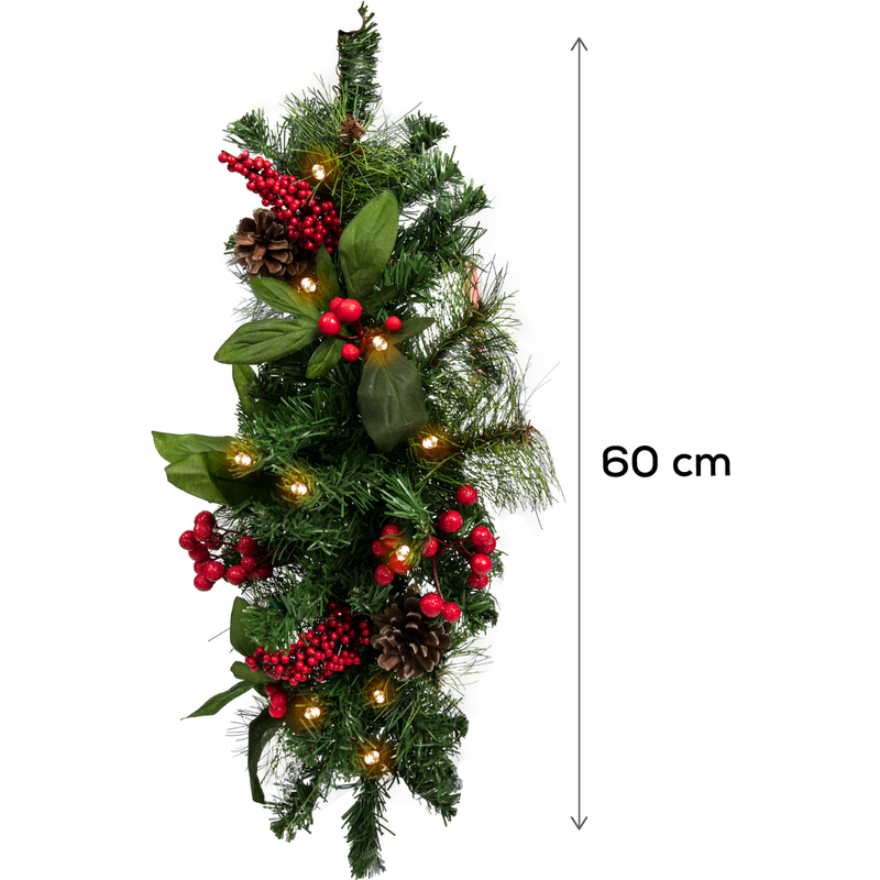 Dark Slate Gray Make a Merry Christmas Decorated Swag with 10 Battery Operated LED Lights (60cm) Christmas