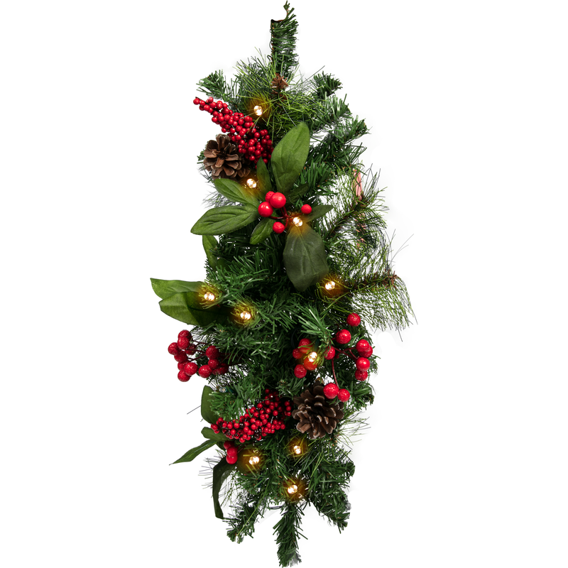 Dark Slate Gray Make a Merry Christmas Decorated Swag with 10 Battery Operated LED Lights (60cm) Christmas