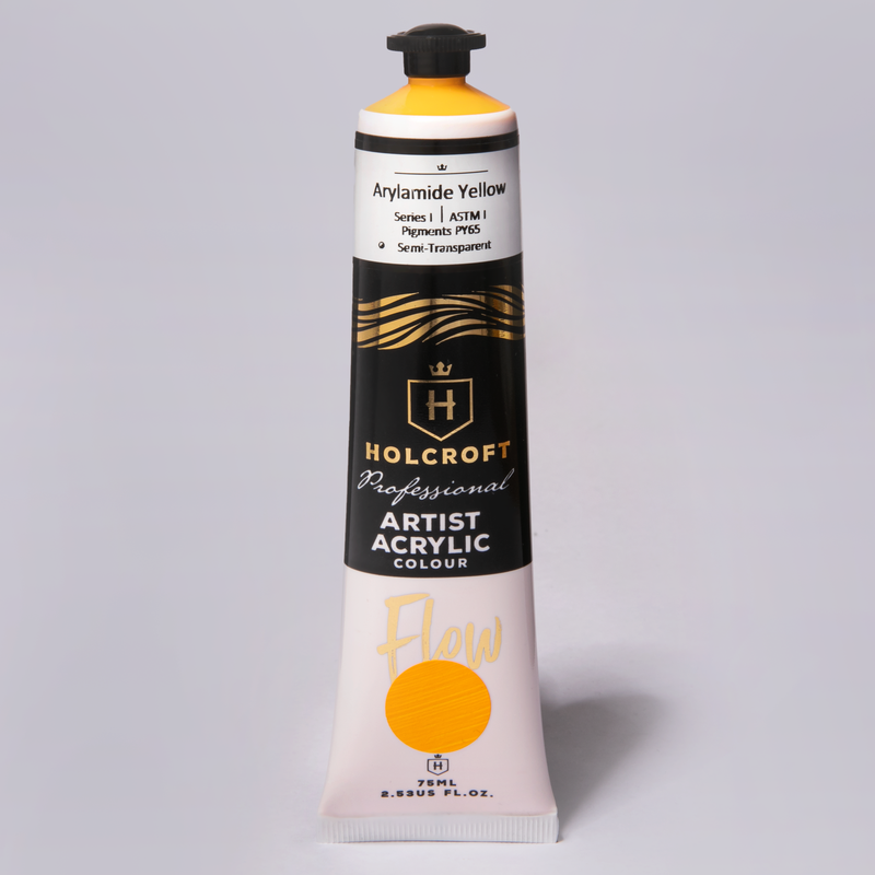 Light Gray Holcroft Professional Acrylic Flow Paint 75ml Arylamide Yellow Series 1 Acrylic Paints