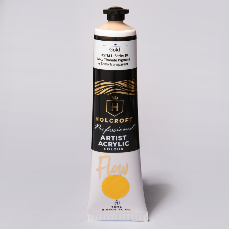 Light Gray Holcroft Professional Acrylic Flow Paint 75ml Gold Series 4 Acrylic Paints