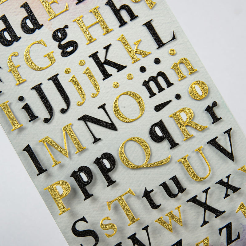 Gray The Paper Mill Foil Alphabet Stickers 240 x 106mm Gold and Black Stickers