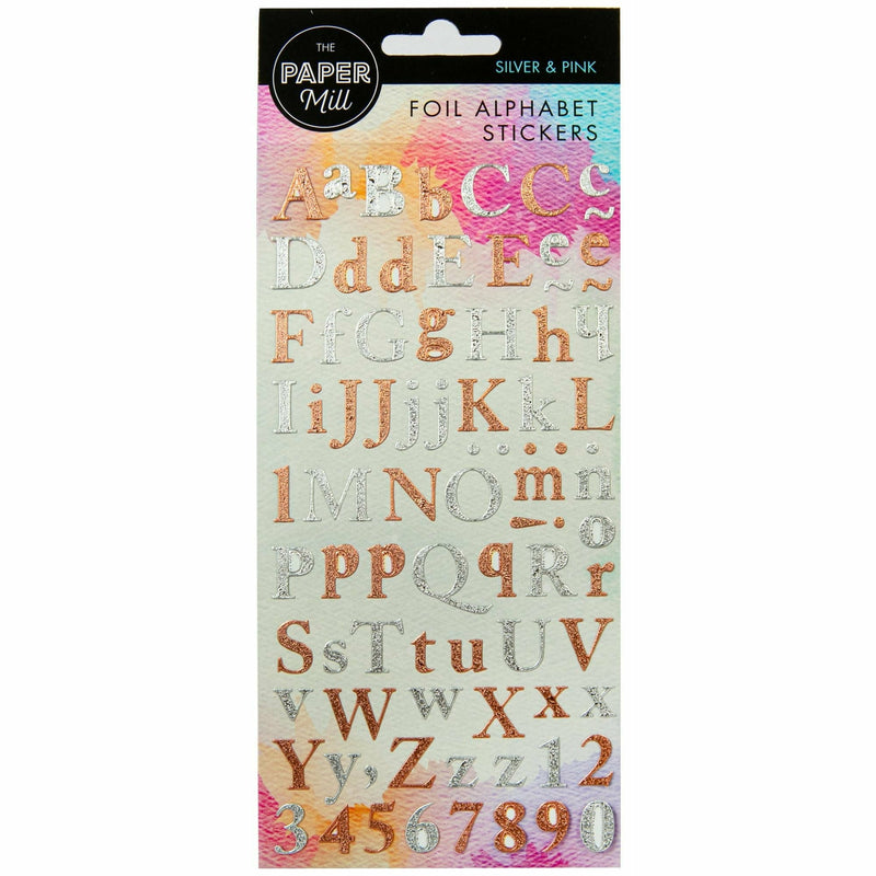 Gray The Paper Mill Foil Alphabet Stickers 240 x 106mm Silver and Pink Stickers