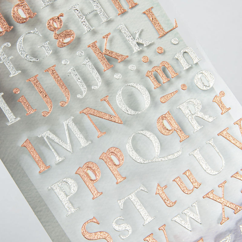 Light Gray The Paper Mill Foil Alphabet Stickers 240 x 106mm Silver and Pink Stickers