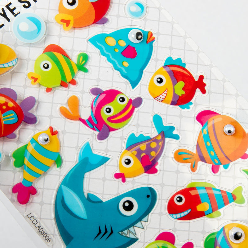 Dark Cyan Art Star Wiggle Eye Stickers Friendly Fish Stickers