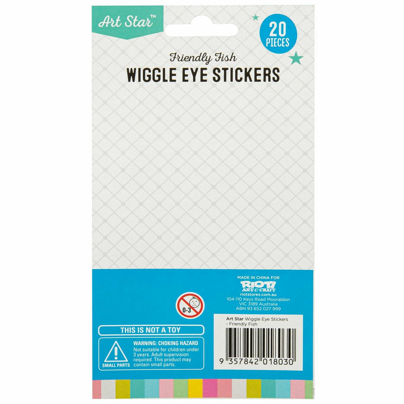 Light Sea Green Art Star Wiggle Eye Stickers Friendly Fish Stickers