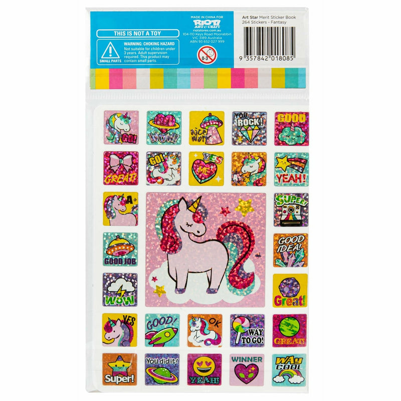 Dark Cyan Art Star Merit Sticker Book Unicorn Fantasy (264 Stickers) Stickers