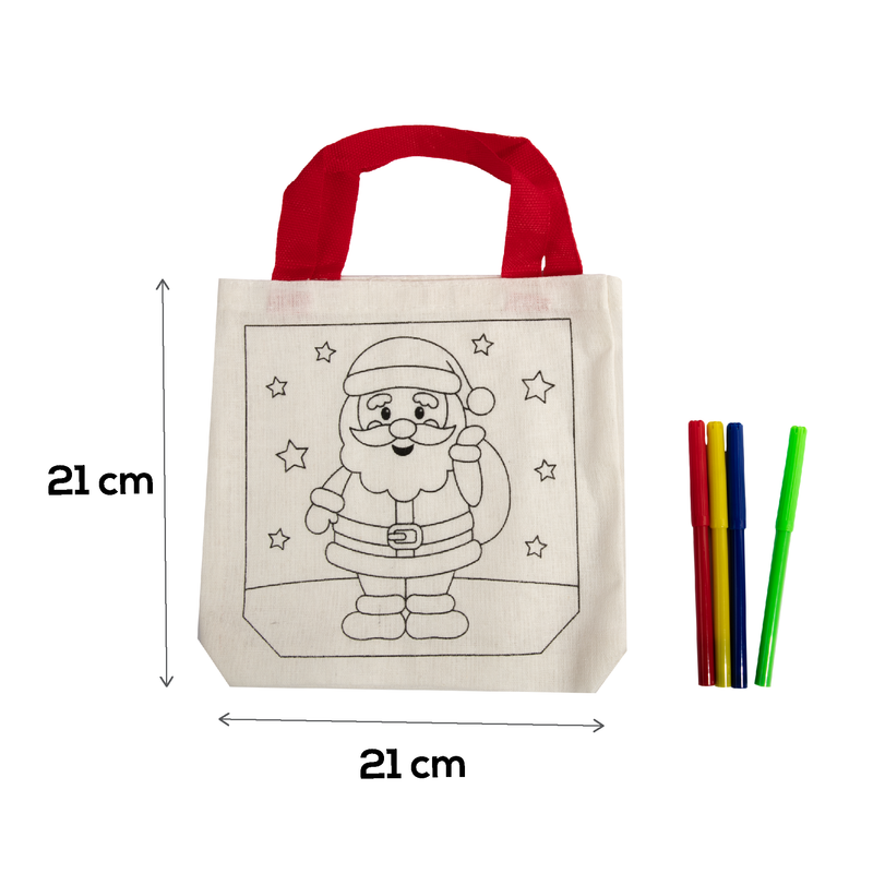 Light Gray Art Star Christmas Colour Your Own Santa Bag with Markers Christmas