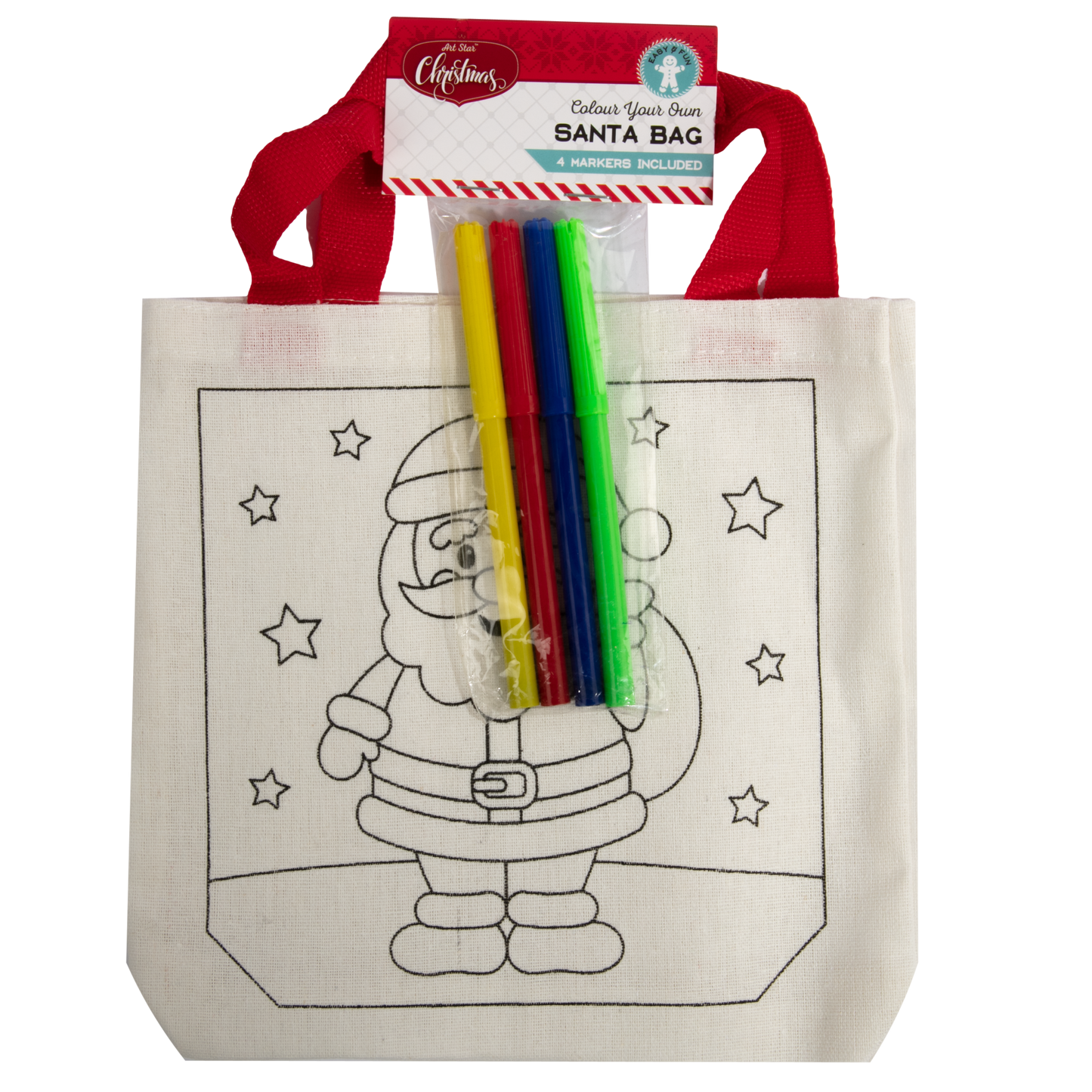 Gray Art Star Christmas Colour Your Own Santa Bag Christmas