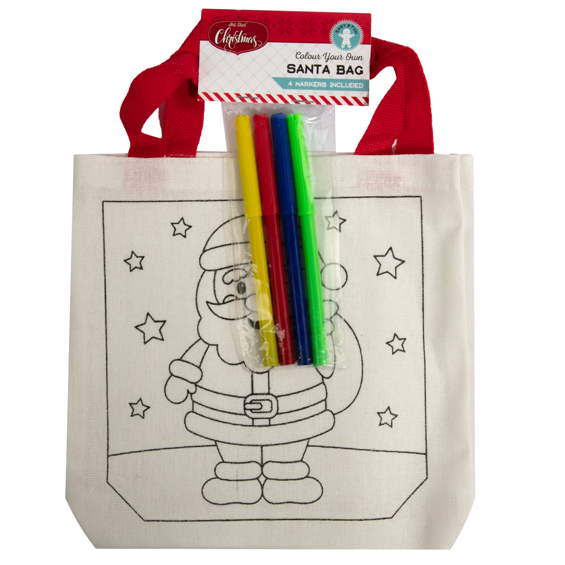 Gray Art Star Christmas Colour Your Own Santa Bag Christmas
