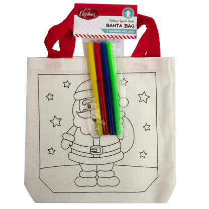 Gray Art Star Christmas Colour Your Own Santa Bag Christmas