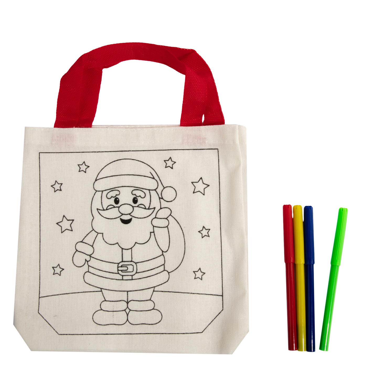 Light Gray Art Star Christmas Colour Your Own Santa Bag Christmas