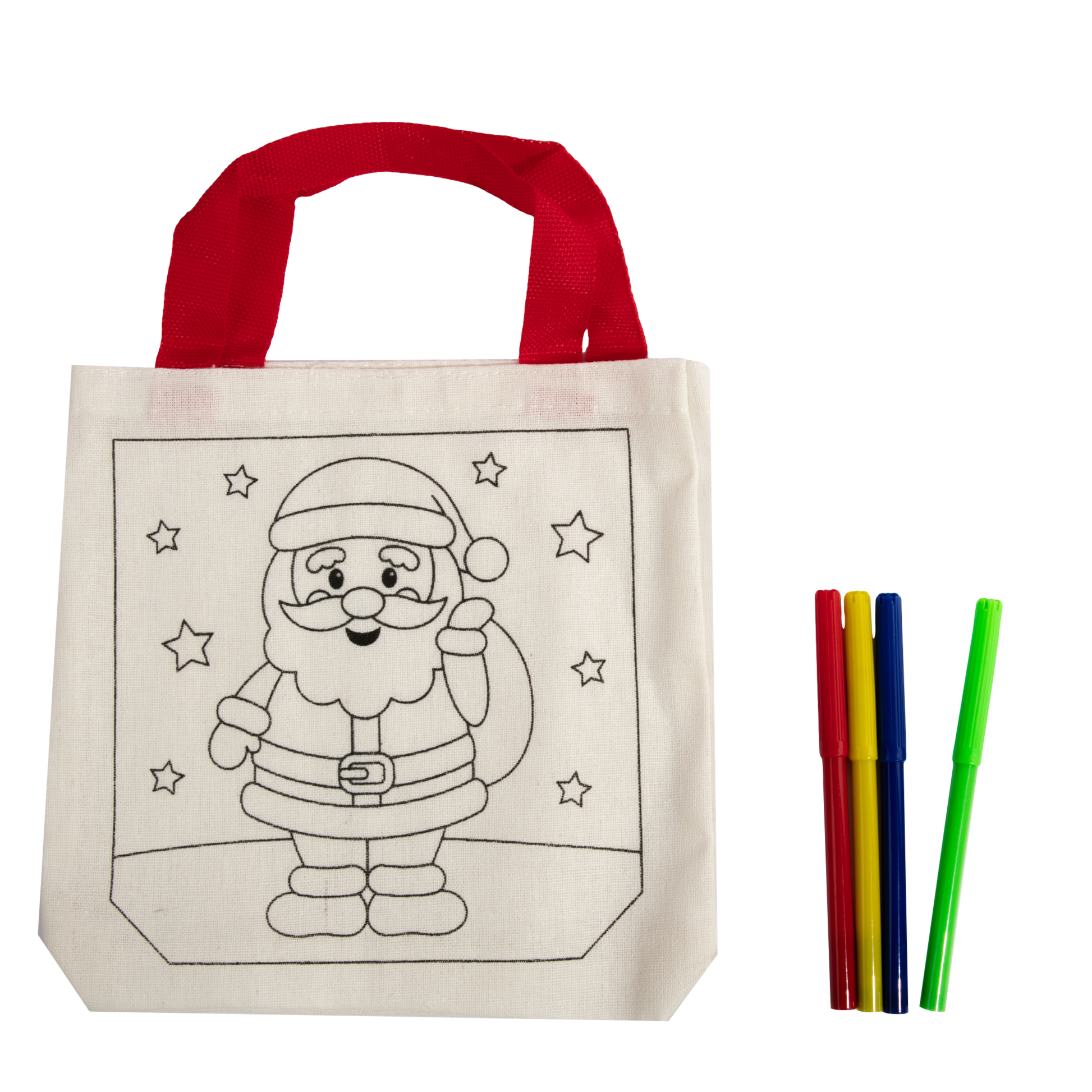 Light Gray Art Star Christmas Colour Your Own Santa Bag Christmas