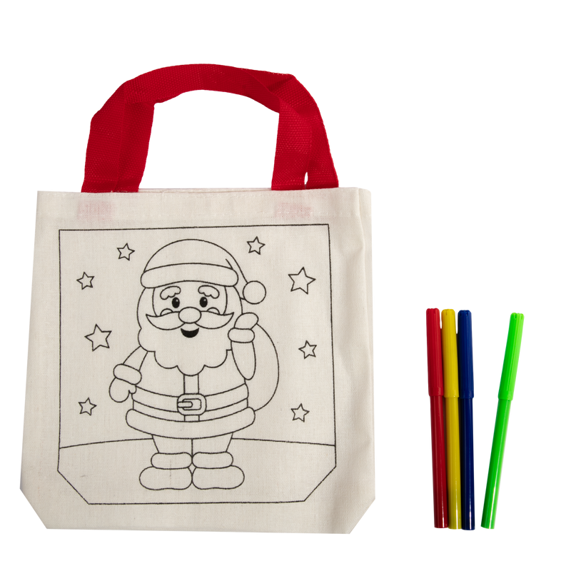 Light Gray Art Star Christmas Colour Your Own Santa Bag with Markers Christmas