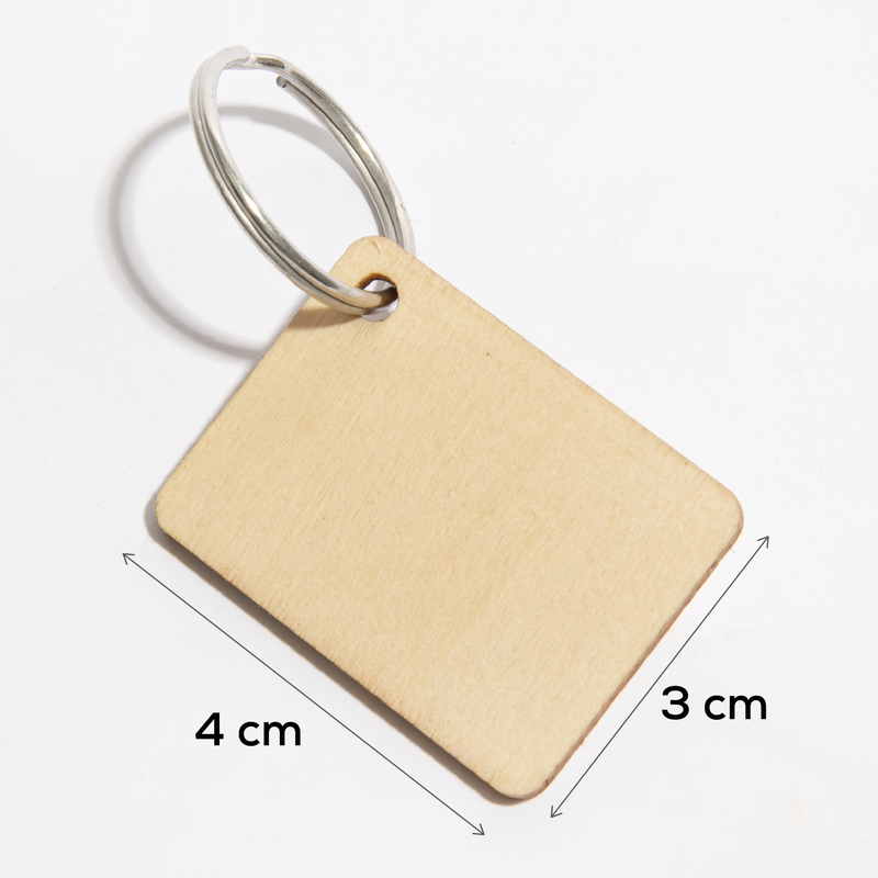 Beige Art Star Decorate Your Own Rectangle Plywood Keyrings 16pc Kids Craft Kits