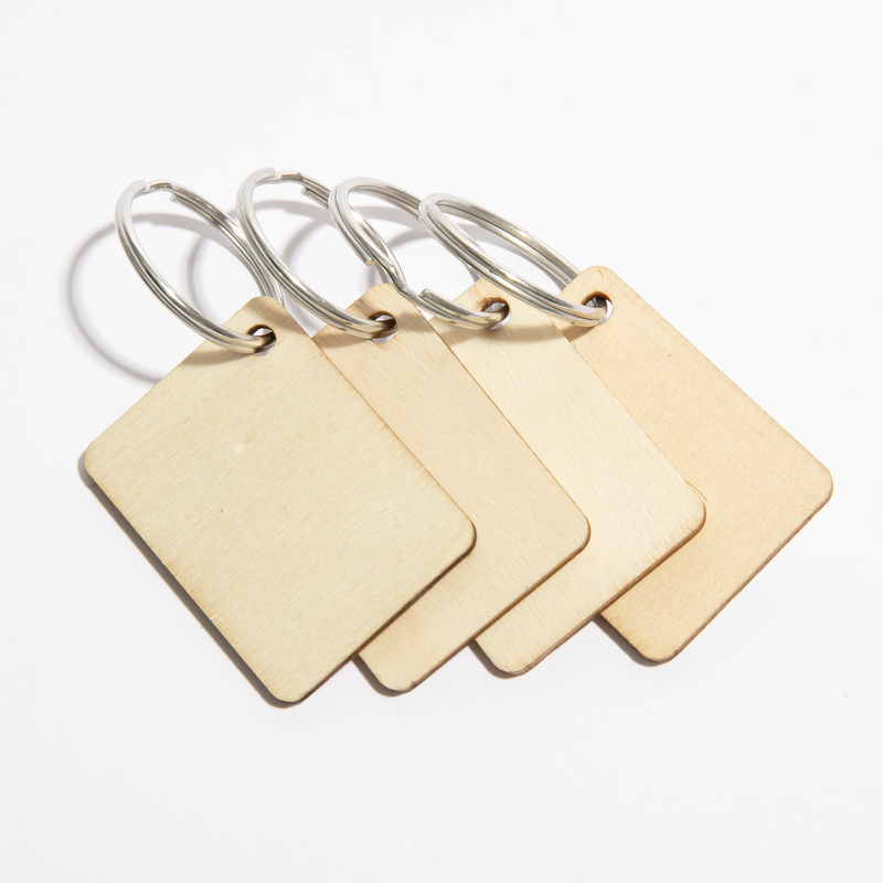 Beige Art Star Decorate Your Own Rectangle Plywood Keyrings 16pc Kids Craft Kits