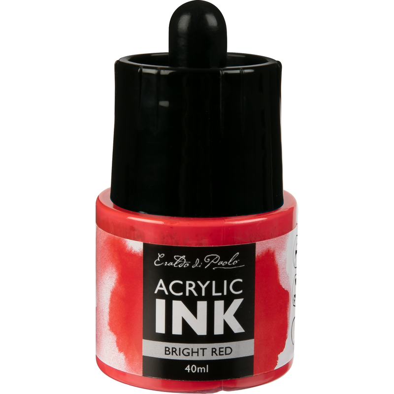 Black Eraldo Di Paolo Acrylic Ink 40ml  - Bright Red Inks