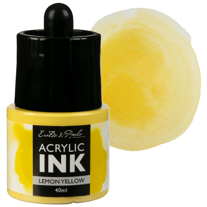 Black Eraldo Di Paolo Acrylic Ink 40ml  - Lemon Yellow Inks