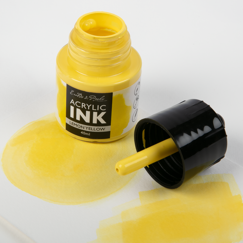 Light Gray Eraldo Di Paolo Acrylic Ink 40ml  - Lemon Yellow Inks
