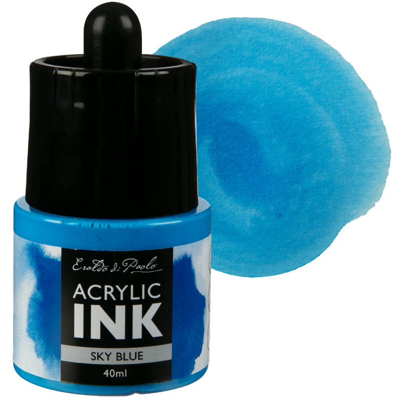 Black Eraldo Di Paolo Acrylic Ink 40ml  - Sky Blue Inks