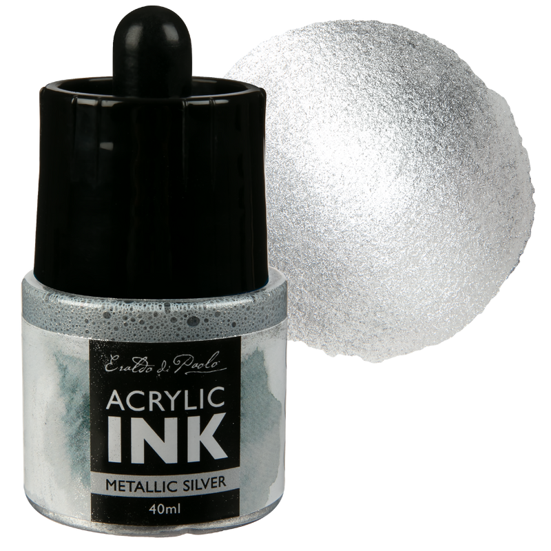 Gray Eraldo Di Paolo Acrylic Ink 40ml  - Metallic Silver Inks