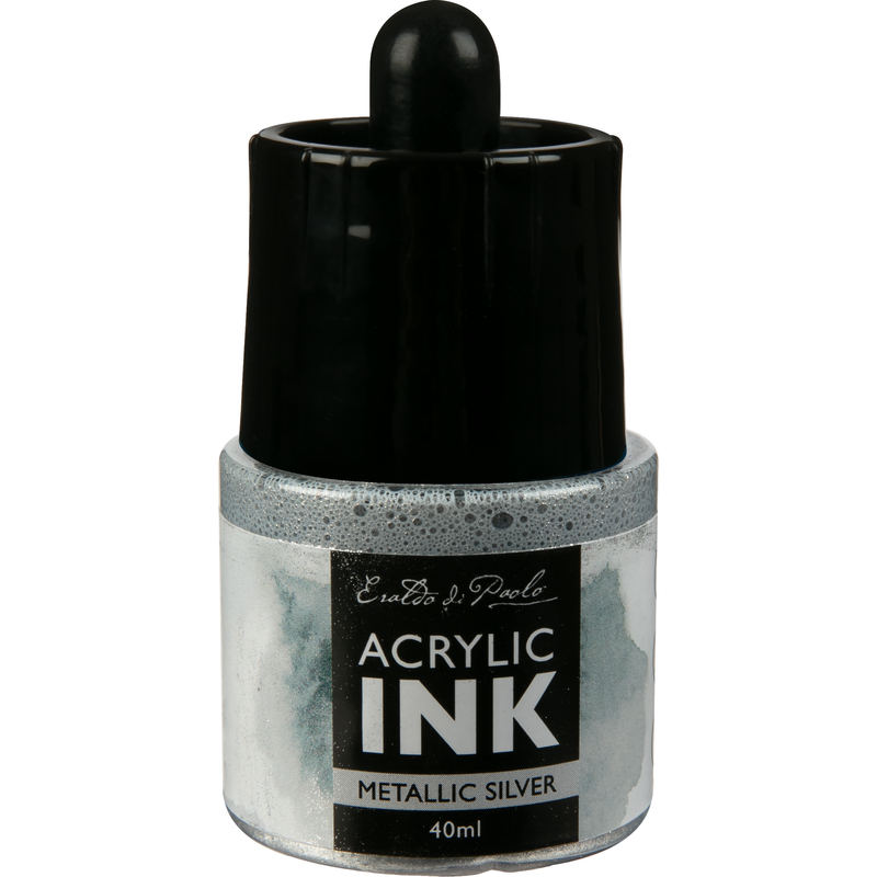 Black Eraldo Di Paolo Acrylic Ink 40ml  - Metallic Silver Inks