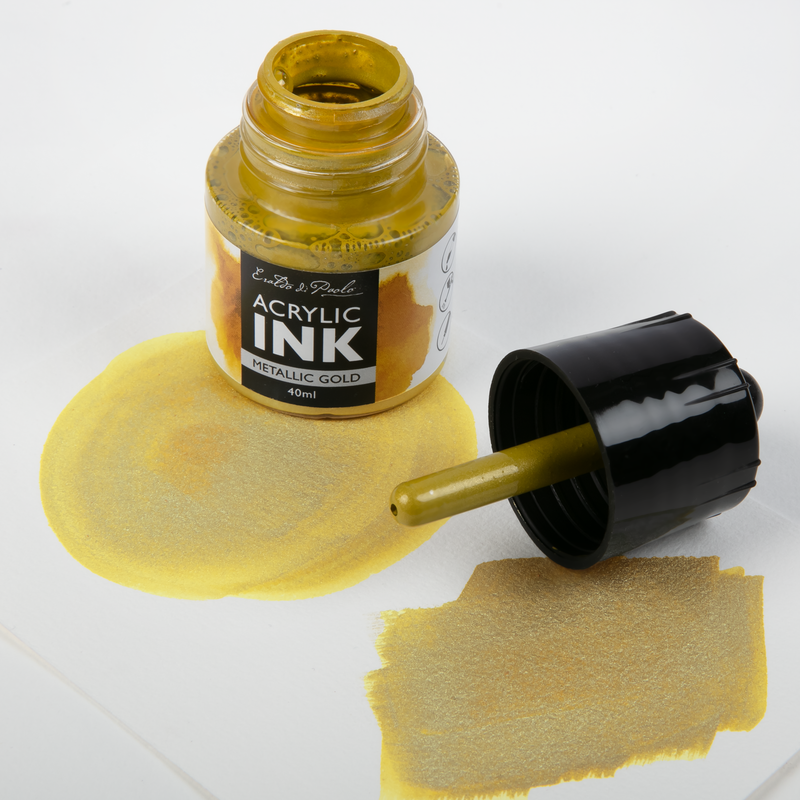 Light Gray Eraldo Di Paolo Acrylic Ink 40ml  - Metallic Gold Inks