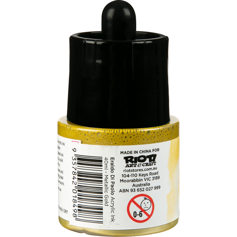 Black Eraldo Di Paolo Acrylic Ink 40ml  - Metallic Gold Inks