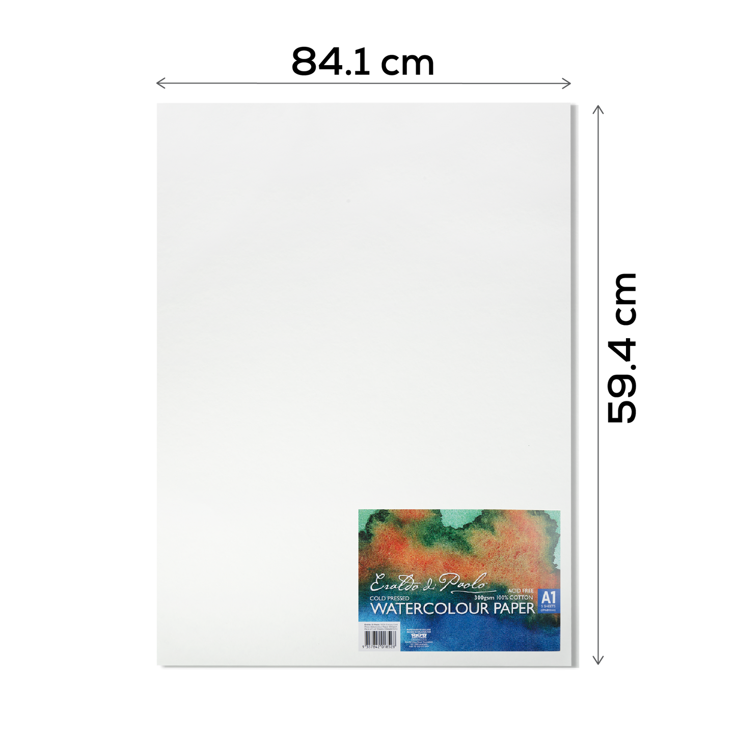 White Smoke Eraldo di Paolo 100% Cotton Cold Press Watercolour Paper 300gsm Pack of 5 A1 Sheets (594x841mm) Watercolour Paper